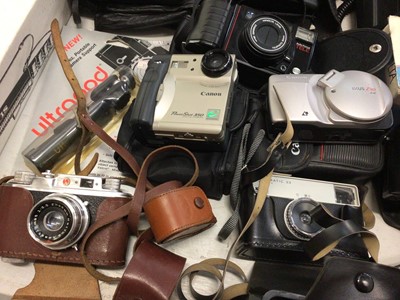 Lot 320 - Group of digital and other cameras including Kodak, Minolta, Olympus etc tripods and accessories