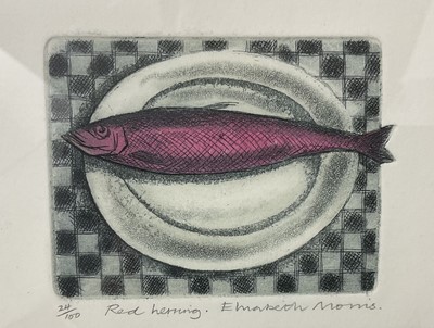 Lot 149 - Elizabeth Morris (contemporary) etching and aquatint, Red Herring, signed and numbered 24/100, plate 9 x 8cm, glazed frame