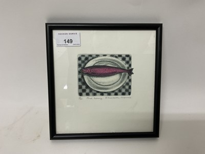 Lot 149 - Elizabeth Morris (contemporary) etching and aquatint, Red Herring, signed and numbered 24/100, plate 9 x 8cm, glazed frame