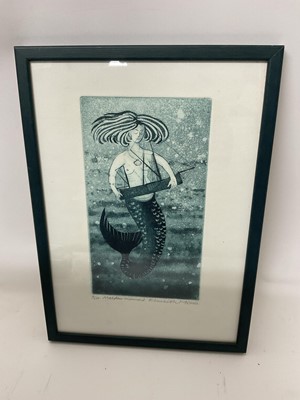 Lot 151 - Elizabeth Morris (contemporary) etching and aquatint, Maldon Mermaid, signed and numbered 2/100, 23 x 12cm, glazed frame