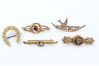 Lot 480 - Group of five Victorian brooches - to include...