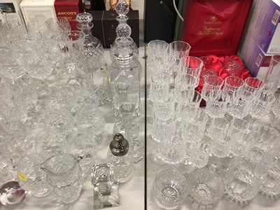 Lot 328 - Large quantity of glassware including cut glass wines, champagne flutes, decanters etc