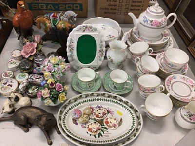 Lot 329 - Royal Worcester Mikado eight person tea set, pair of Wedgwood Millenium cups and saucers, Aynsley Wild Tudor, other decorative ornaments, trinket boxes and ceramics