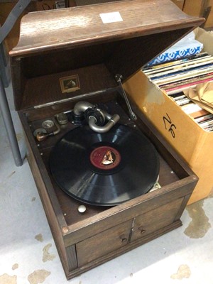 Lot 331 - HMV gramophone together with a group of LP records, singles and video discs