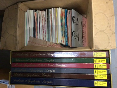 Lot 331 - HMV gramophone together with a group of LP records, singles and video discs