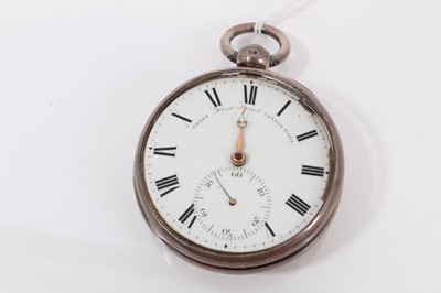 Lot 590 - George III gentlemen's silver open face pocket watch with white enamel dial, marked Grant, Fleet Street, London No. 4124