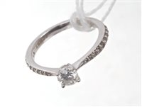 Lot 481 - White gold diamond single stone ring with...