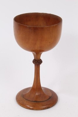 Lot 844 - 19th century carved sycamore Gothic Revival chalice