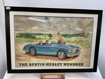 Lot 2028 - 1950s Austin Healey Hundred showroom poster