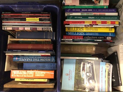 Lot 330 - Five boxes of books including art reference, military, Rolls Royce annuals and old auction catalogues