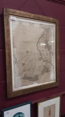 Lot 107 - Antique map, A map of the liberty, formerly called the Hundred of Rochester and the Hundred of Larkfield, in glazed frame, 62 x 50.5cm overall.