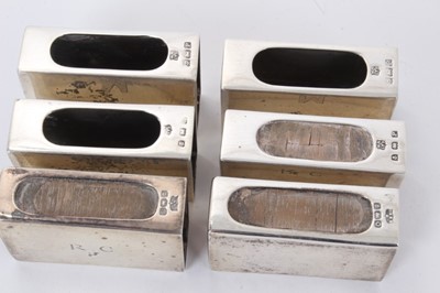 Lot 264 - Set of four 1930s silver matchbox covers of rectangular form, with engraved initial M (Birmingham 1939) William Neale & Son Ltd, together with a similar pair, with engraved initials R.C (Birmingham...