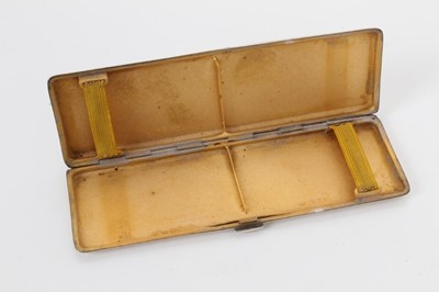 Lot 268 - 1930s silver cigarette case of narrow rectangular form, with engine turned decoration and engraved GOLDEN CROWN 20/3/35 and initials G.C. (London 1934) Padgett & Braham Ltd, all at approximately 3o...