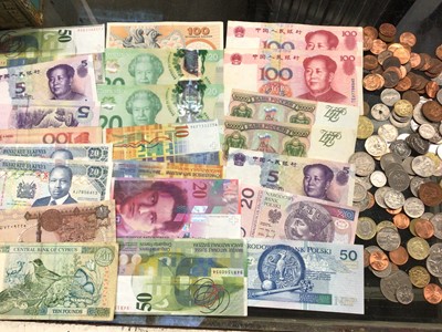 Lot 354 - Collection of world banknotes and various coins