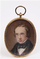 Lot 840 - English School, circa 1820, miniature on ivory...