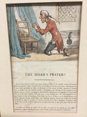 Lot 182 - Group of satirical engravings, including The Miser's prayer by Rowlandson and others