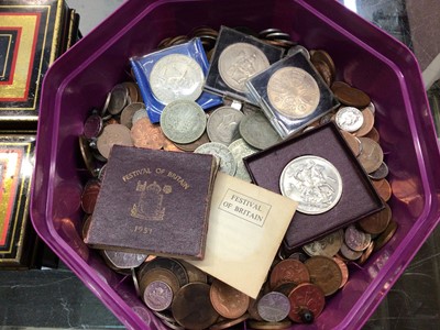 Lot 372 - Group of mixed world and GB coinage, plus two coin tins