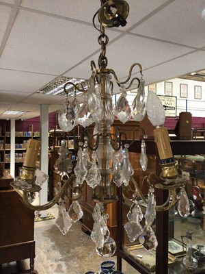 Lot 209 - Brass three branch chandelier