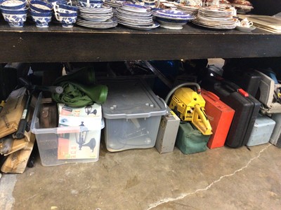 Lot 212 - Quantity of tools, including a chainsaw, circular saw, drill, etc