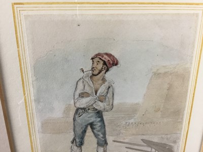 Lot 41 - William B. Lambert (1794-1840) pencil and watercolour - 'A brick-maker', 12cm x 9.5cm, in glazed gilt frame, 27.5cm x 23.5cm overall  
Provenance: William Drummond, St. James's