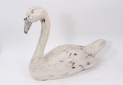 Lot 871 - Carved and painted wooden model of a swan