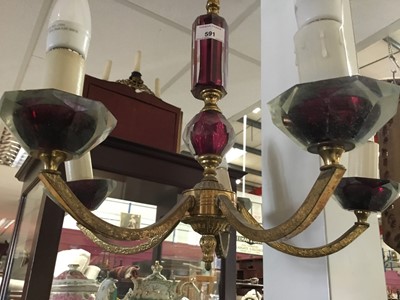 Lot 123 - Murano glass five branch chandelier