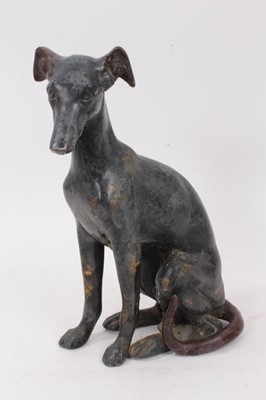 Lot 856 - Patinated metal sculpture of a greyhound