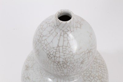 Lot 113 - Chinese crackle glazed double gourd vase with character marks to base