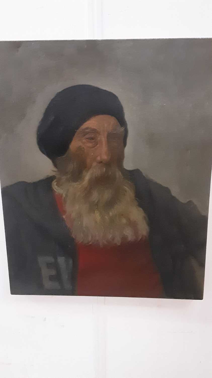 Lot 240 - Oil on canvas portrait of a bearded man