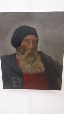 Lot 240 - Oil on canvas portrait of a bearded man