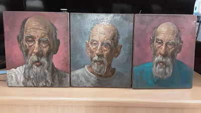 Lot 245 - Three oil on canvas portraits of men