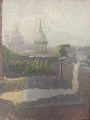 Lot 43 - Philip Jacob, contemporary, oil on board - Sant'Andrea della Valle, signed, 31cm x 25.5cm, in painted frame  
Exhibited: NEAC, The Mall Galleries 1982