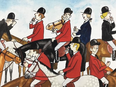 Lot 39 - Warner, contemporary, ink and watercolour - The Hunt Meet, signed and dated '04, 29cm x 38cm, mounted