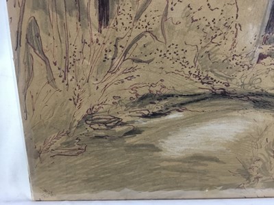 Lot 49 - Major Richard ‘Dick’ Heseltine M.C. (1914-2012) pen, ink and crayon drawing - Loire near Vitre, inscribed verso, 49cm x 40cm, unframed