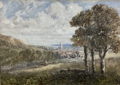 Lot 45 - Arthur Gordon, 19th century, watercolour - Dorset landscape with Corfe Castle beyond, signed and dated 1882, 30cm x 42cm, in glazed gilt frame