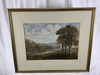 Lot 45 - Arthur Gordon, 19th century, watercolour - Dorset landscape with Corfe Castle beyond, signed and dated 1882, 30cm x 42cm, in glazed gilt frame