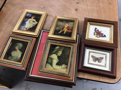 Lot 219 - Victorian framed watercolour of a butterfly, and other pictures