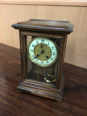 Lot 224 - Edwardian mahogany mantel clock striking on a gong, 30cm high