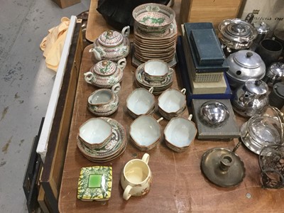 Lot 433 - Chinese porcelain teaset with a Dragon decoration, together with a Royal Doulton trinket pot and a Royal Doulton Bunnykins loving cup.