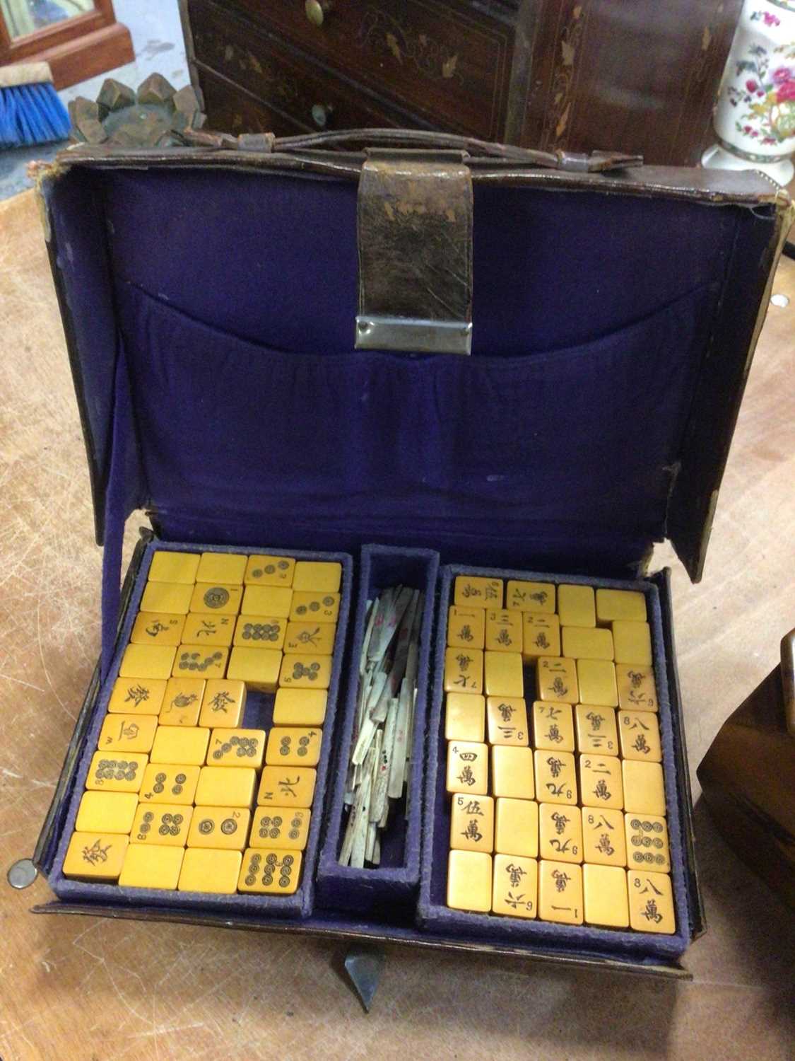 Lot 228 - Leather cased mahjong set