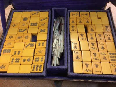 Lot 228 - Leather cased mahjong set
