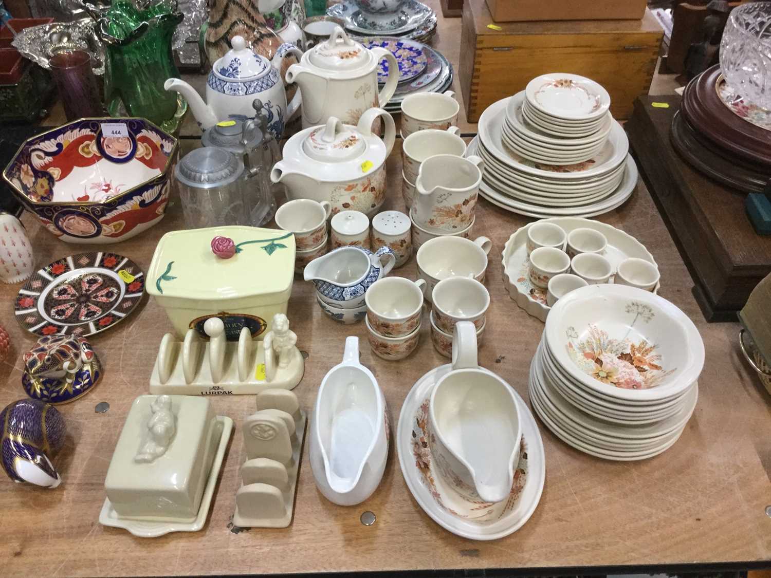 Lot 445 - Poole pottery Summer Glory pattern tea and dinnerware, Lurpak butter dish and toast rack and other ceramics.