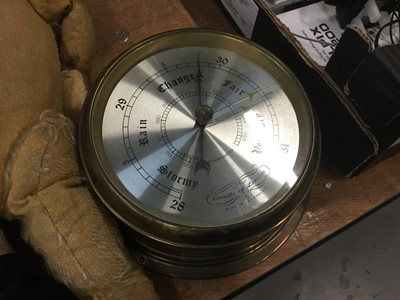 Lot 449 - Comitti of London brass bulkhead barometer