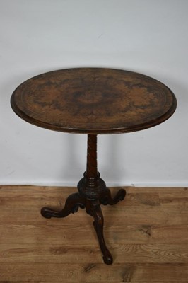 Lot 1360 - Victorian burr walnut occasional table, oval crossbanded top on spiral twist column and tripod base, 60cm wide x 47cm deep x 71cm high