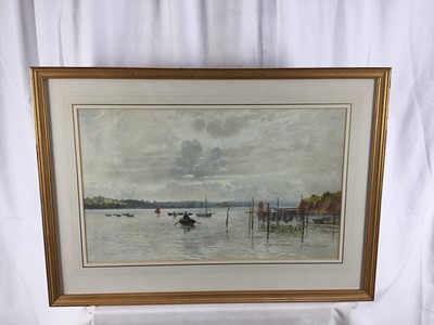 Lot 38 - Fritz B. Althaus (1865 - 1952) signed watercolour - boat on a river, 52cm x 32cm mounted in glazed frame