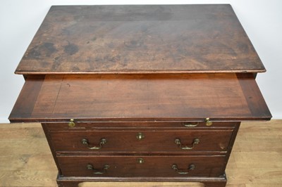 Lot 1379 - Early George III mahogany dressing chest, with moulded top and brushing slide over four graduated drawers on bracket feet, 83cm wide x 51cm deep x 79cm high