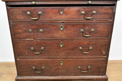 Lot 1379 - Early George III mahogany dressing chest, with moulded top and brushing slide over four graduated drawers on bracket feet, 83cm wide x 51cm deep x 79cm high