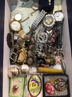 Lot 886 - Vintage costume jewellery, bijouterie, wristwatches, manicure set, Pentax camera and other items