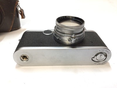 Lot 2375 - Leica IIf (1956) rangefinder camera, in original leather case with lens cap