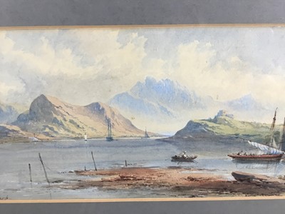 Lot 109 - George Earp (British, 19th century) watercolour- moored vessels, signed, 35.5cm x 16.5cm, framed